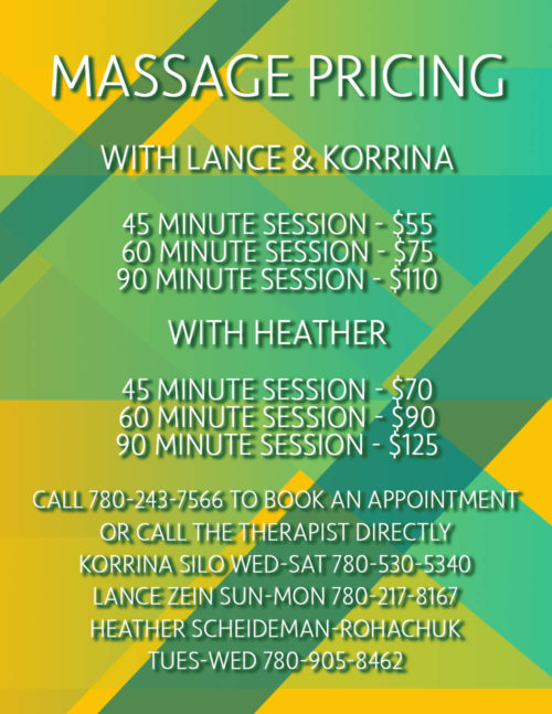 massage pricing 2019